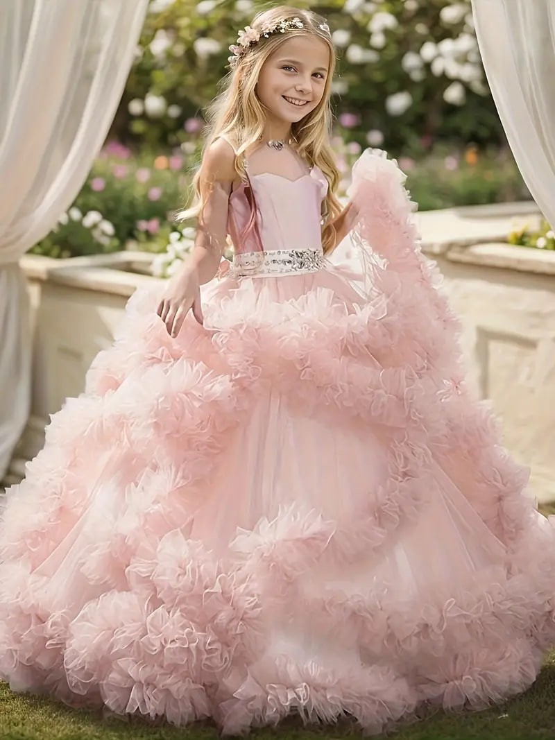 Sweet Flower Girls Cami Layered Tutu Dress Elegant & Fancy Dresses For Party Birthday Wedding