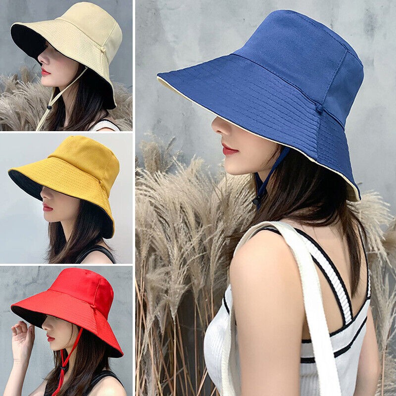 Women Cap Sun Hiking Bucket Hat Foldable Summer Beach Protection Wide Brim New