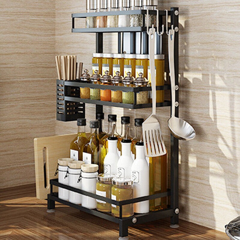 Stainless Steel Kitchen Shelf Condiment Rack Storage Organizer Countertop Holder